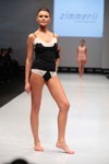 Zimmerli of Switzerland lingerie show — CPM FW15/16 (looks: black and white top, black and white guipure briefs)
