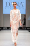 Dana Pisarra lingerie show — CPM SS16 (looks: white guipure dress, white swimsuit)