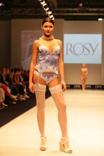 Rosy lingerie show — CPM SS16 (looks: white transparent stockings with lace top, sky blue briefs)
