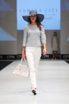 VEMINA CITY show — CPM SS16 (looks: blue perforated hat, grey blazer, white trousers, white bag)
