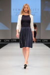 VEMINA CITY show — CPM SS16 (looks: white blazer, blue top, striped blue and white skirt)