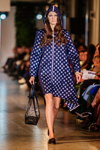 Lesia Semi show — Lviv Fashion Week SS16 (looks: polka dot blue and white trench coat with hood with zipper)