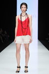 MARI AXEL show — MBFWRussia SS2016 (looks: red top with straps, white shorts, black sandals)