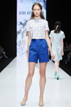 VERA KOSTYURINA show — MBFWRussia SS2016 (looks: white printed blouse, blue shorts, nude pumps)