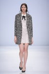 ELEMA by Aiplatov show — Moscow Fashion Week SS16 (looks: grey coat with leopard print, white mini dress, black pumps)
