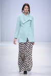 ELEMA by Aiplatov show — Moscow Fashion Week SS16 (looks: turquoise blazer, with houndstooth print maxi black and white skirt)