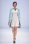 ELEMA by Aiplatov show — Moscow Fashion Week SS16 (looks: turquoise mini coat, white mini dress, black pumps)