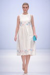GV Galina Vasilyeva show — Moscow Fashion Week SS16 (looks: white dress, turquoise clutch)