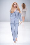 Vemina show — Moscow Fashion Week SS16 (looks: white pumps, white clutch, , sky blue pantsuit)