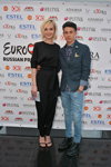 Участники конкурса "Eurovision 2015" встретились на pre-party в Москве (наряды и образы: чёрный комбинезон, чёрные босоножки, голубые джинсы; персона: Полина Гагарина)