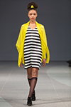 Показ Paviljons — Riga Fashion Week AW15/16 (наряды и образы: чёрные прозрачные гольфы, полосатое чёрно-белое платье)
