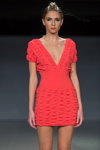 Naira Khachatryan show — Riga Fashion Week SS16 (looks: red mini neckline dress)