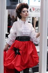 Runway makeup — Roza vetrov - HAIR 2015 (looks: white blouse with jabot, red skirt, black tights)