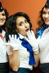 Top most beautiful stewardesses in Russia 2015 (looks: white gloves, white blouse, blue forage cap)