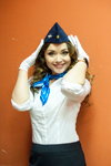 Top most beautiful stewardesses in Russia 2015 (looks: blue forage cap, white blouse, white gloves)