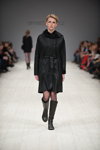 Annette Görtz show — Ukrainian Fashion Week FW15/16 (looks: black sheepskin coat, black boots, black sheer tights)