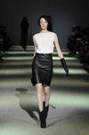 Whatever show — Ukrainian Fashion Week FW15/16 (looks: white top, black leather skirt, black long leather gloves, black boots)