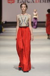Edelvika show — Ukrainian Fashion Week SS16 (looks: red maxi skirt, beige top)