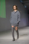 The COAT by Kate SILCHENKO show — Ukrainian Fashion Week SS16 (looks: knitted grey dress, grey checkered knee high boots)