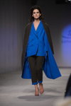 The COAT by Kate SILCHENKO show — Ukrainian Fashion Week SS16 (looks: blue blazer, black trousers, black coat)