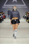 New Names show — Ukrainian Fashion Week SS16 (looks: white cotton knee socks with slogan, black shorts)