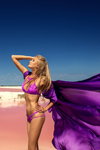 Julia Aysina swimwear campaign (looks: violet swimsuit)