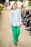 Показ Lovechild 1979 — Copenhagen Fashion Week SS17 (наряды и образы: белая блуза, зеленые брюки)