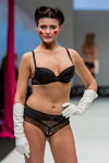Barbara lingerie show — CPM FW16/17 (looks: black bra, black briefs, white long gloves)