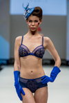 Barbara lingerie show — CPM FW16/17 (looks: blue bra, blue briefs, blue long leather gloves)
