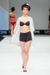 Hanro lingerie show — CPM FW16/17 (looks: black hat, black bra, white peignoir)