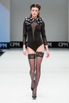 Le Bourget lingerie show — CPM FW16/17 (looks: black bodysuit, black stockings with lace top, black pumps, polka dot black and white bowknot)