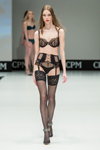 Lisca lingerie show — CPM FW16/17 (looks: black stockings with wide lace top, black transparent bra, black briefs, black pumps, black garter belt)