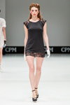 MIA-MIA lingerie show — CPM FW16/17 (looks: black nightshirt, red hair, white gloves, black pumps)