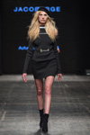 Jacob Birge Vision show — FashionPhilosophy FWP AW16/17 (looks: black beret, black mini dress, black socks, black pumps)