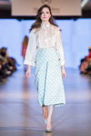 Oksana Piekna show — Lviv Fashion Week AW16/17 (looks: white blouse, sky blue midi skirt, sky blue pumps)