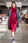 Waleria Tokarzewska-Karaszewicz show — Lviv Fashion Week AW16/17 (looks: raspberry dress, checkered multicolored coat)
