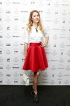 Guests — MBFWRussia SS2016 (looks: white blouse, red skirt, white bag, black pumps)