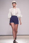 Anna October show — Mercedes-Benz Kiev Fashion Days SS17 (looks: white blouse, blue shorts, blond hair, )