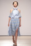 ANOUKI show — Mercedes-Benz Kiev Fashion Days SS17 (looks: sky blue polka dot dress with slit, nude sandals)