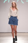 Ksenia Schnaider show — Mercedes-Benz Kiev Fashion Days SS17 (looks: white blouse, sky blue denim shorts)