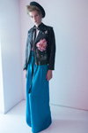 Marianna Senchina show — Mercedes-Benz Kiev Fashion Days SS17 (looks: black beret, black leather biker jacket, sky blue trousers)