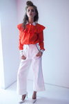 Marianna Senchina show — Mercedes-Benz Kiev Fashion Days SS17 (looks: red blouse, white trousers, white pumps)