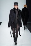 Elena Piskulina show — Moscow Fashion Week FW16/17 (looks: black sheepskin coat, black nylon leggings)