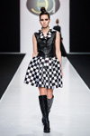 ELEONORA AMOSOVA show — Moscow Fashion Week FW16/17 (looks: checkered black and white dress, black boots)