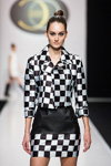 ELEONORA AMOSOVA show — Moscow Fashion Week FW16/17 (looks: black pumps, bun (hairstyle), checkered black and white skirt suit)