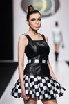 ELEONORA AMOSOVA show — Moscow Fashion Week FW16/17 (looks: checkered mini black and white dress, bun (hairstyle))