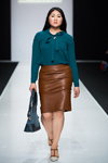 La Redoute & Plus Size Magazine show — Moscow Fashion Week FW16/17 (looks: aquamarine blouse, brown leather skirt)