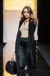 Lisa Romanyuk show — Moscow Fashion Week FW16/17 (looks: black bag, black gloves, black vest, black trousers, beige jumper)