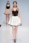 NADIA SLAVINA show — Moscow Fashion Week FW16/17 (looks: black guipure top, white mini skirt, black sandals)