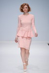 Vera Domokosh show — Moscow Fashion Week FW16/17 (looks: pink dress with basque, white pumps)